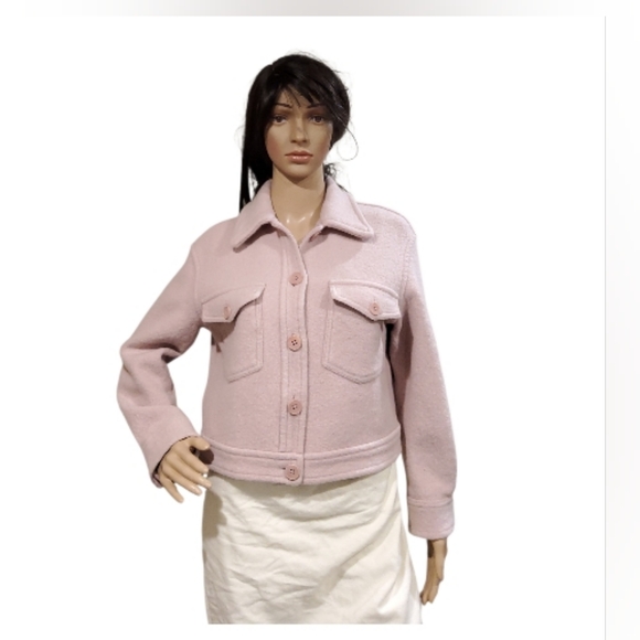 Wilfred Aritzia, Crop Shirt Jacket, 100% Merino Wool, Size S. Baby Pink. - Picture 5 of 15